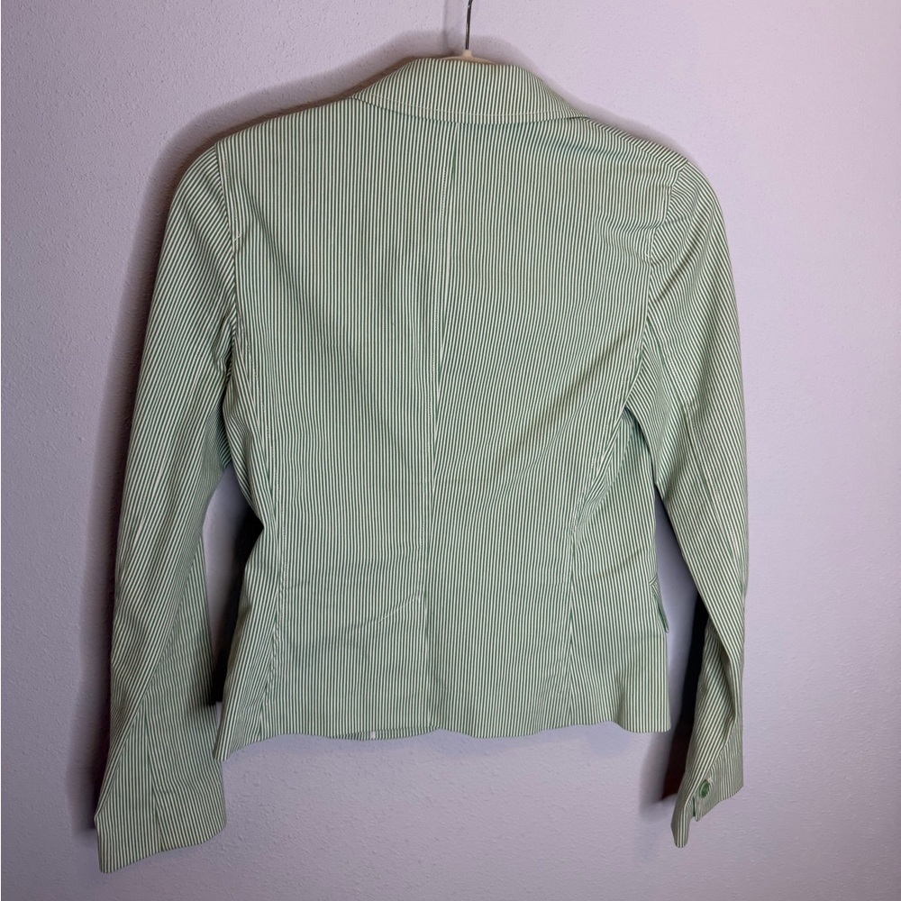 Theory green and white striped cotton blazer women’s size 6 - Picture 6 of 6